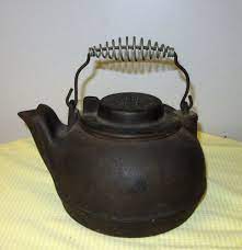 Vintage Wagner Ware Cast Iron Kettle Tea Pot Swivel Lid Spiral Coil Cool Handle Cast Iron Kettle Tea Pots Kettle