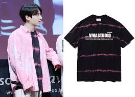 Vivastudio Stripe Tie Dye Short Sleeve Hs T Shirt Black Bts Inspired Outfits Bts Clothing Kpop Fashion Outfits