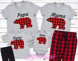Matching Family Christmas Pajamas Buffalo Plaid Mama Bear Buffalo Plaid Papa Bear Shirt And Pant Set F Mama Bear Shirt Bear Family Shirts Papa Bear Pajamas