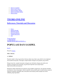 Namun, tentu sebelum membuat jurnal tersebut kalian harus tahu teknik apa saja yang sudah dilakukan. Doc Teori Online Populasi Dan Sampel Niken Undipawati Academia Edu