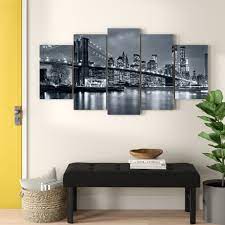 Art canvas canvas street graffiti art canvas painting lover hands art wall posters and prints inspiration artwork picture for living room decor. Zipcode Design Panorama New York City At Night 5 Piece Wall Art On Wrapped Canvas Set Reviews Wayfair Ca