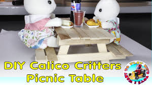 Diy Calico Critters Picnic Table Youtube Picnic Table Family Furniture Diy Table