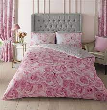 Any room will become nicer if it is decorated with such a positive model, and the rest is calmer and more. Pink Duvet Set Flowers Bedding Pink Roses Quilt Cover Pillow Cases Homemaker Bedding