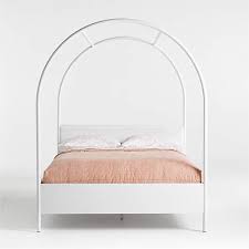 Because of these slats, the mattress doesn't. Canyon Arched Full White Canopy Bed With Upholstered Headboard Crate And Barrel Canada