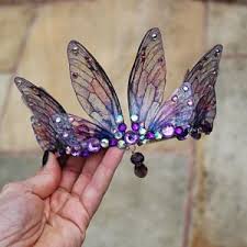 Stunning New Dusky Purple And Pink Fairy Wing Fairy Queen Bridal Prom Pagan Tiara Crown Headdress Beautiful Tiaras Pink Fairy Wings Fairy Crown