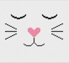 Knitting Motif And Knitting Chart Cat With Heart Nose
