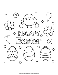 Coloring pages help kids develop creativity, work on fine motor. Happy Easter Coloring Page Free Printable Pdf From Primarygames