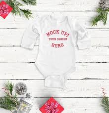 Free White Baby Onesie Christmas Mock Up Long Sleeve Christmas Psd Free Psd Mockups Mockup Free Psd Free Psd Mockups Templates Free Packaging Mockup
