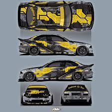 Black And Gold Car Wrap Here Is A Wrap Design For Yassermustafa M3 E36 Bmw This Car Was Amazing Before The Wrap And With The Matt Black And Gold Car Wrap Design Car Wrap Car Stripes