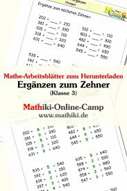Erganzen Zum Zehner Klasse 3 Mathiki De In 2020 Erste Klasse Mathe Matheaufgaben