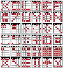 A diamond pattern consisting of cell positions b3, i2 and i4, n1 and n5, g2 and g4, and o3, are often used by online bingo games to permit large number of players while ensuring only one player can win. F R E E P R I N T A B L E B I N G O G A M E P A T T E R N S Zonealarm Results