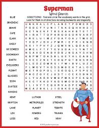 Free Superman Word Search Word Puzzles For Kids Kids Word Search Childrens Word Search