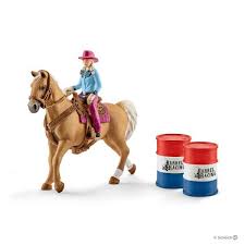 barrel racing mit cowgirl 41417 barrel race rodeo schleich pferde