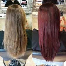 Bleaching your hair blonde from burgundy can be tricky, often producing brassy, unpredictable results. Before And After From Blonde To Red Custom Color Created Using Redken Chromatics And Shades Eq Love V Wine Hair Chelsea Houska Hair Chelsea Houska Hair Color