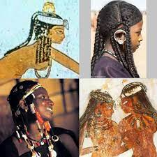 Adolescent Hairstyles Then And Now Notice The Yellow Ochre On The Girls In The Upper Register And The Red O Black History Facts Black History African Beauty