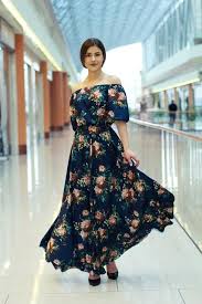 Dark Blue Summer Dress Maxi Dress Floral Summer Dress Floral Maxi Off Shoulder Dress Open Shoulder Long Dress Floor Length Dress Summer Blue Summer Dresses Summer Dresses Long Summer Dresses