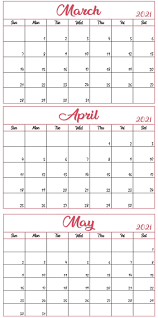 Print free may 2021 calendar monday start blank editable template. March April May 2021 Calendar Printable Template Pdf Word Excel