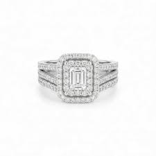 Royal Lovely Emerald Cut Moissanite Engagement Ring in Sterling Silver – BOZ Jewelry