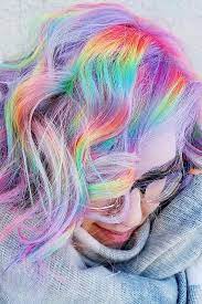 21 Rainbow Hair Styles To Look Like A Unicorn Medium Hair Length With The Rainbow Coloring Picture 2 See M Mermaid Hair Color Hair Color Pastel Hair Styles
