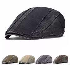 Men Cotton Beret Flat Cap Solid Color Ivy Gatsby Newsboy Sunshade Casual Peaked Forward Cap Adjustable Hat Vintage Men Man Cap Cotton Beret