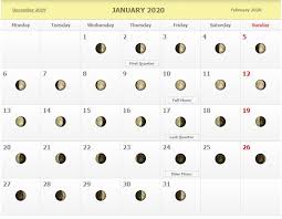 New Full Moon Phases For January 2020 Lunar Calendar Template Blank Printable Calendar Moon Phase Calendar Lunar Calendar Moon Phases