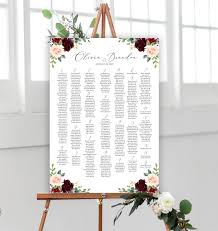 Printable Wedding Seating Chart Template Up To 400 Guests Seating Board Wedding Seating Chart Sign Large Seating Chart Printable Burgundy