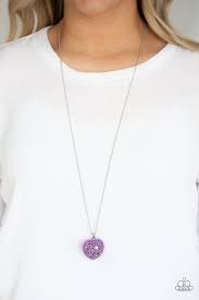 Love Is All Around Purple Paparazzi Necklace Purple Necklace Heart Pendant Necklace Heart Pendant