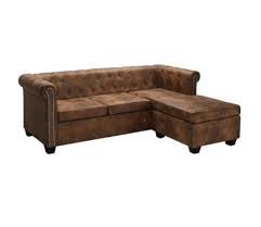 Vidaxl Chesterfield Sofa In L Form Wildleder Optik Braun Chesterfield Sofa Sofa Wildleder