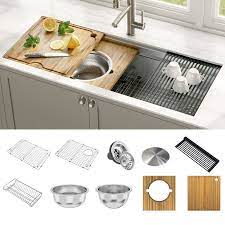 4.5 out of 5 stars 104. Kraus Kwu120 45 Kore 2 Tier Workstation 45 Inch Undermount 16 Gauge Single Bowl Stainless Steel Kitchen Sink With