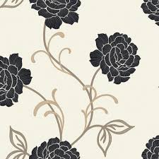 Black And Silver Wallpaper B Q Arthouse Opera Lauren Black Cream Floral Wallpaper Departments Diy At B Q Cream Wallpaper Floral Wallpaper