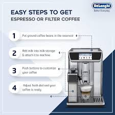 Maybe you would like to learn more about one of these? Buy Delonghi 120 Cups Fully Automatic Coffee Maker Makes Cappuccino Latte Macchiato Cappuccino Cappuccino Mix Hot Milk Caffelatte Flat White Espresso Macchiato Hot Chocolate Cold Coffee And Cold Milk Foam Ecam650 85 Metallic