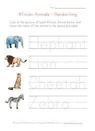 African Animals Themed Handwriting Worksheet Animal Worksheets Handwriting Worksheets African Animals
