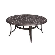 Festival depot metal outdoor side coffee table patio bistro living room dining table wood grain top wicker rattan furniture with steel legs brown. Hampton Bay Edington 42 In Round Patio Coffee Table 131 012 42ct The Home Depot Iron Coffee Table Glass Top Coffee Table Coffee Table Inspiration