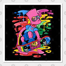 Trippin Skating Bart Wall And Art Print Bart Simpson Art Simpsons Art Simpsons Drawings