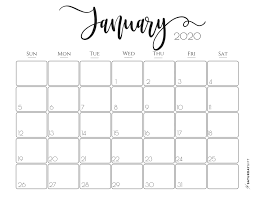 30 Minimalist January 2020 Calendars To Print Monthly Calendar Printable Calendar Printables February Calendar