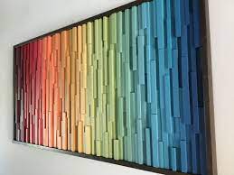 Wood Wall Sculpture Colorful Wall Art Gradient Wood Art Etsy In 2021 Wood Wall Sculpture Wall Sculpture Art Wall Sculptures