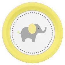 Yellow And Gray Elephant Paper Plates Baby Shower Ideas Party Babies Newborn Gifts Baby Shower Plates Plates Baby Shower Grey Elephant