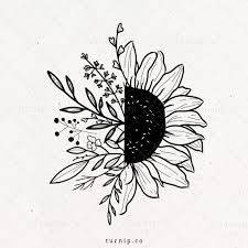 Sunflower Svg Flower Clipart Sublimation Half Sunflower With Etsy In 2020 Flower Clipart Floral Design Drawing How To Draw Hands