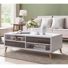 Designer accent coffee tables that are stylish yet affordable. Furniture Of America Bago Mid Century White 2 Drawer Coffee Table Overstock 13536468