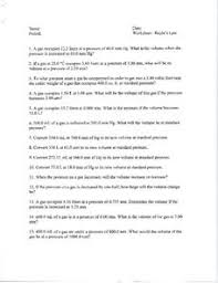 Tom benson/nasa glenn research center. Boyle S Law Lesson Plans Worksheets Lesson Planet