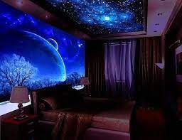 10 Cozy And Dreamy Bedroom With Galaxy Themes Home Design And Interior Wallpaper House Design Wallpaper For Home Wall 3d Wallpaper Design