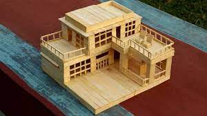 How To Make A Modern Popsicle Sticks House Popsicle Stick Houses Popsicle Stick Crafts House Popsicle House