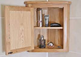 Solid Oak Wall Mounted Corner Bathroom