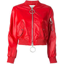 Off White Cropped Bomber Jacket 2 575 Pln Liked On Polyvore Featuring Outerwear Jackets Coats Bomber Jacket Women Cropped Bomber Jacket Red Crop Jacket