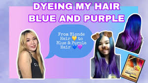 I use the blue hair chalk mixture on the bottom section of my blonde hair with no idea how it will turn out. Blonde Hair To Blue Purple Color Hair Using Coloring Hair Treatment Youtube