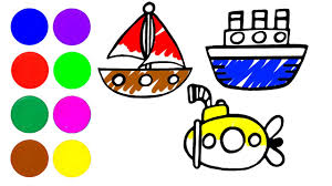 Dibujos de medios de transporte para colorear y pintar. Dibuja Y Colorea Transportes Acuaticos Videos Para Ninos Youtube