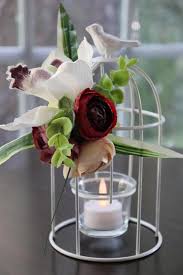 Bird Cage Candle Holder Centerpieces Birdcage Candle Holder Centerpiece With Floral Arrangement Etsy Candleholder Centerpieces Bird Cage Centerpiece Bird Cage Candle