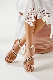 Gold Flat Sandals Eve Greek Chic Handmades
