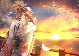 初日の出と金剛 ぼに のイラスト pixiv 艦これ 艦隊これくしょん 金剛 艦隊これくしょん 新年 初日の出 anime kimono anime kantai collection