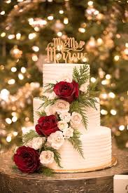 White Wedding Cake With Greenery And Burgundy Roses Winter Wedding Cake Topper Rustic Winter Wedding Cake Floral Wedding Cakes Wedding Cake Rustic